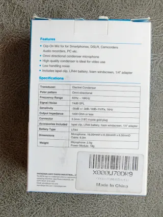 Micrófono Lavalier BOYA Negro Smartphone/Cámaras