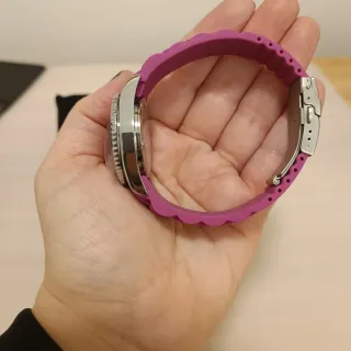 Reloj Marea Mujer Silicona Rosa y Plata