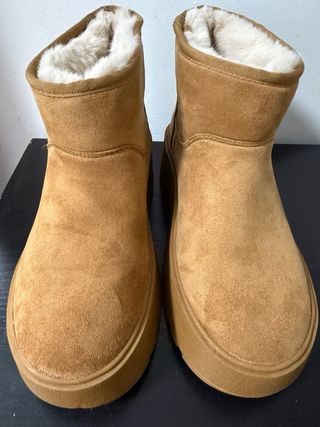 Botines plataforma pelo color beige/marrón