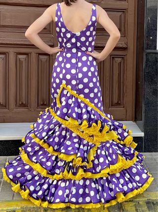Traje de Flamenca Morado Talla 36/38 elastico