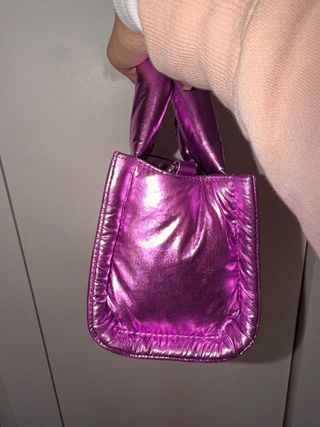 Bolso Tous metálico púrpura y plateado