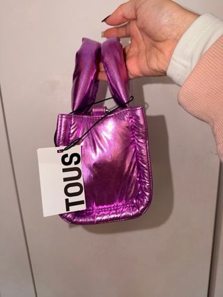 Bolso Tous metálico púrpura y plateado