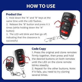 4 Mandos Garaje Universal Clonador 433Mhz