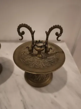 Candelabros bronce dorado antiguos