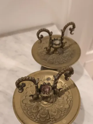 Candelabros bronce dorado antiguos