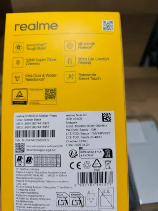 Realme Note 60, 64GB Negro Nuevo