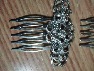 2 Peinetas Adorno Pelo Plateado