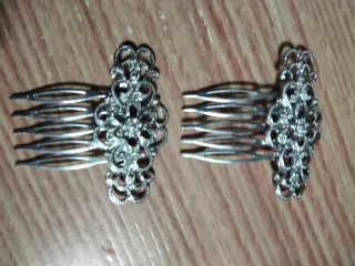 2 Peinetas Adorno Pelo Plateado