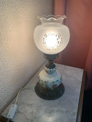 Juego 2 Lámparas Quinqué Cerámica y Metal
