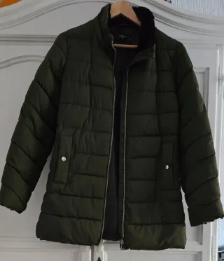 Chaquetón plumífero verde mujer