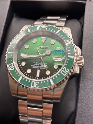 Seiko Mod Submariner Hulk Verde 40mm
