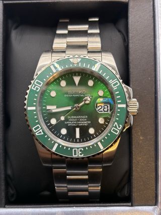 Seiko Mod Submariner Hulk Verde 40mm