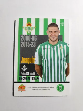 Joaquín Sánchez auto on card paralelo /50 Betis