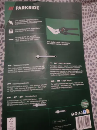 Tijeras Parkside para moqueta, cartón y alfombras