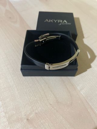 Bracciale Akyra Gioielli Acciaio e Caucciù Nero
