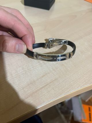 Bracciale Akyra Gioielli Acciaio e Caucciù Nero