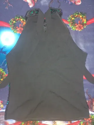 Top fiesta lentejuelas verde, azul y morado