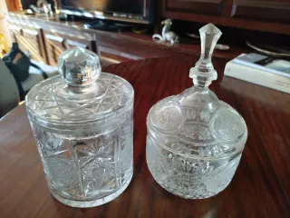 Juego de 2 tarros de cristal tallado
