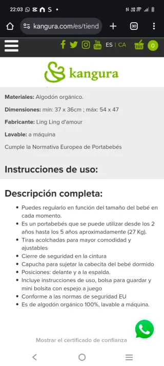 Mochila porteo 2-5 años (niños grandes)