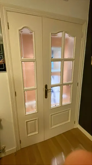 Puerta de madera maciza con cristales