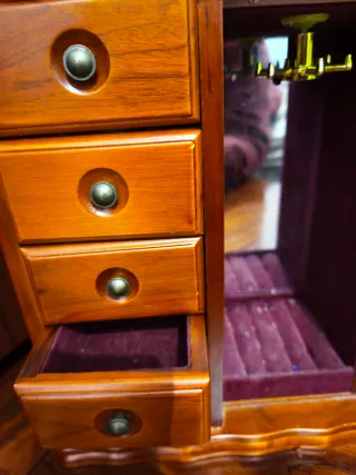 Joyero Armario Madera Cajones y Puerta Cristal