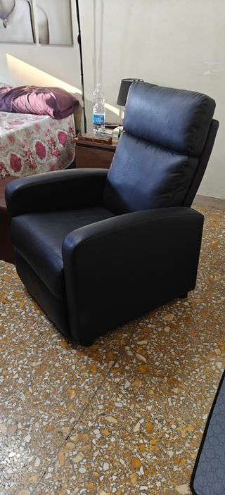 Poltrona relax reclinabile similpelle nera