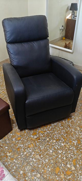 Poltrona relax reclinabile similpelle nera