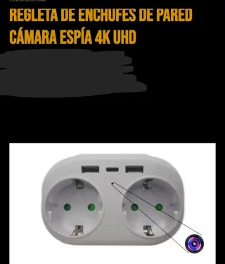 Regleta Enchufes Cámara Espía 4K UHD