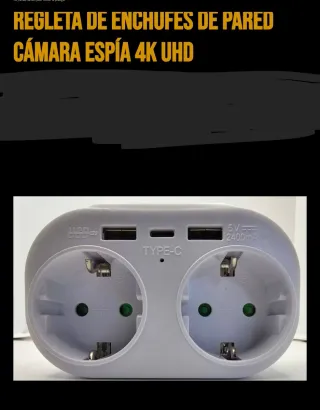 Regleta Enchufes Cámara Espía 4K UHD