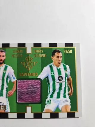 Carta con trozo de brazalete de capitán Betis /50