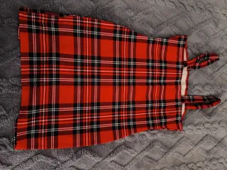 Vestido rojo cuadros con abertura