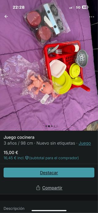 Juego Cocinera Infantil mas muñeco