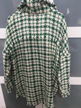 Sobrecamisa Zara cuadros verde y blanco