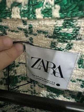 Sobrecamisa Zara cuadros verde y blanco
