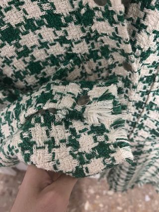 Sobrecamisa Zara cuadros verde y blanco