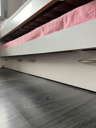 Cama nido blanca con 2 colchones y cajones