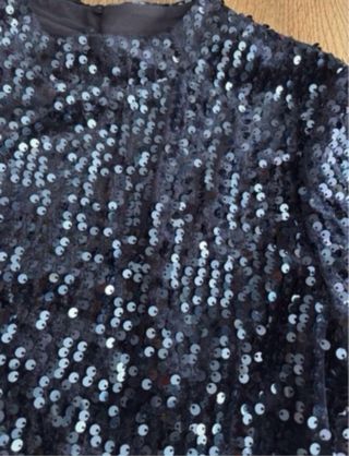 Conjunto Crop Top y Falda Lentejuelas Azul