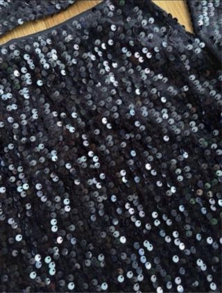 Conjunto Crop Top y Falda Lentejuelas Azul