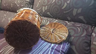 Cesta Mimbre con Forro Blanco