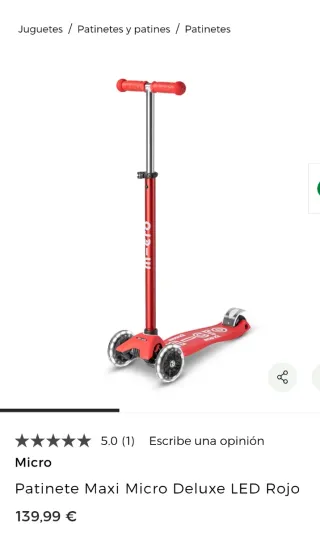 Patinete Micro Maxi LED Rojo nuevo