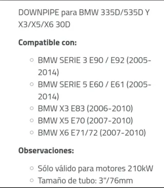 Downpipe BMW 535,353,x3,x5,x6....