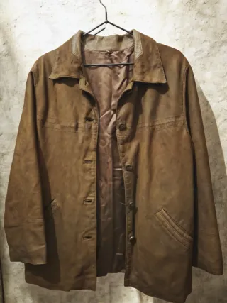 Cazadora piel ovino marrón estilo años 90