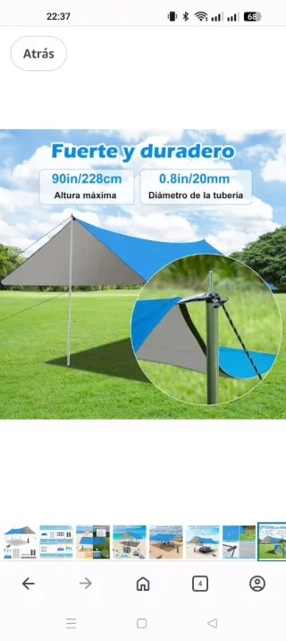 Lona de camping azul 3,6m x 3,6m