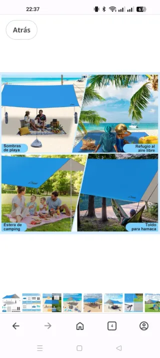 Lona de camping azul 3,6m x 3,6m