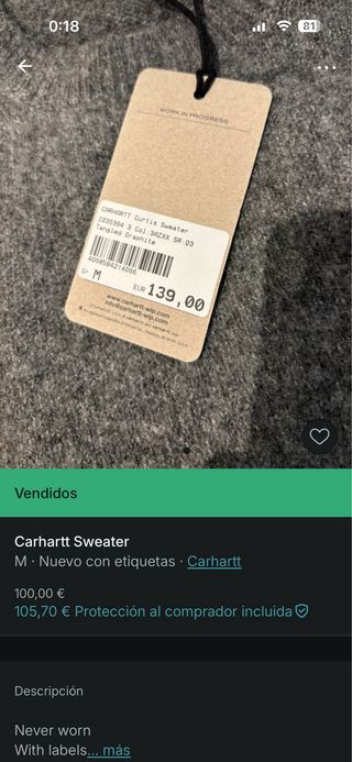 Carhartt Detroit Talla M Marrón con etiqueta