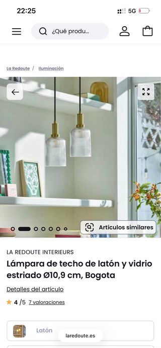 Juego de 2 Lámparas de Techo de Cristal y Latón