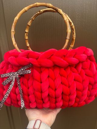 Borsa Chuncky con manici in bambù