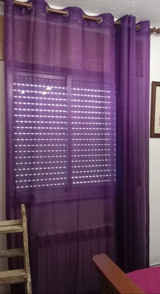 Lote 5 cortinas moradas transparentes