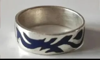 Anillos de plata ley y esmalte azul