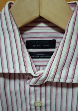 Camisa Zara Rayas Rosas y Blancas Talla M
